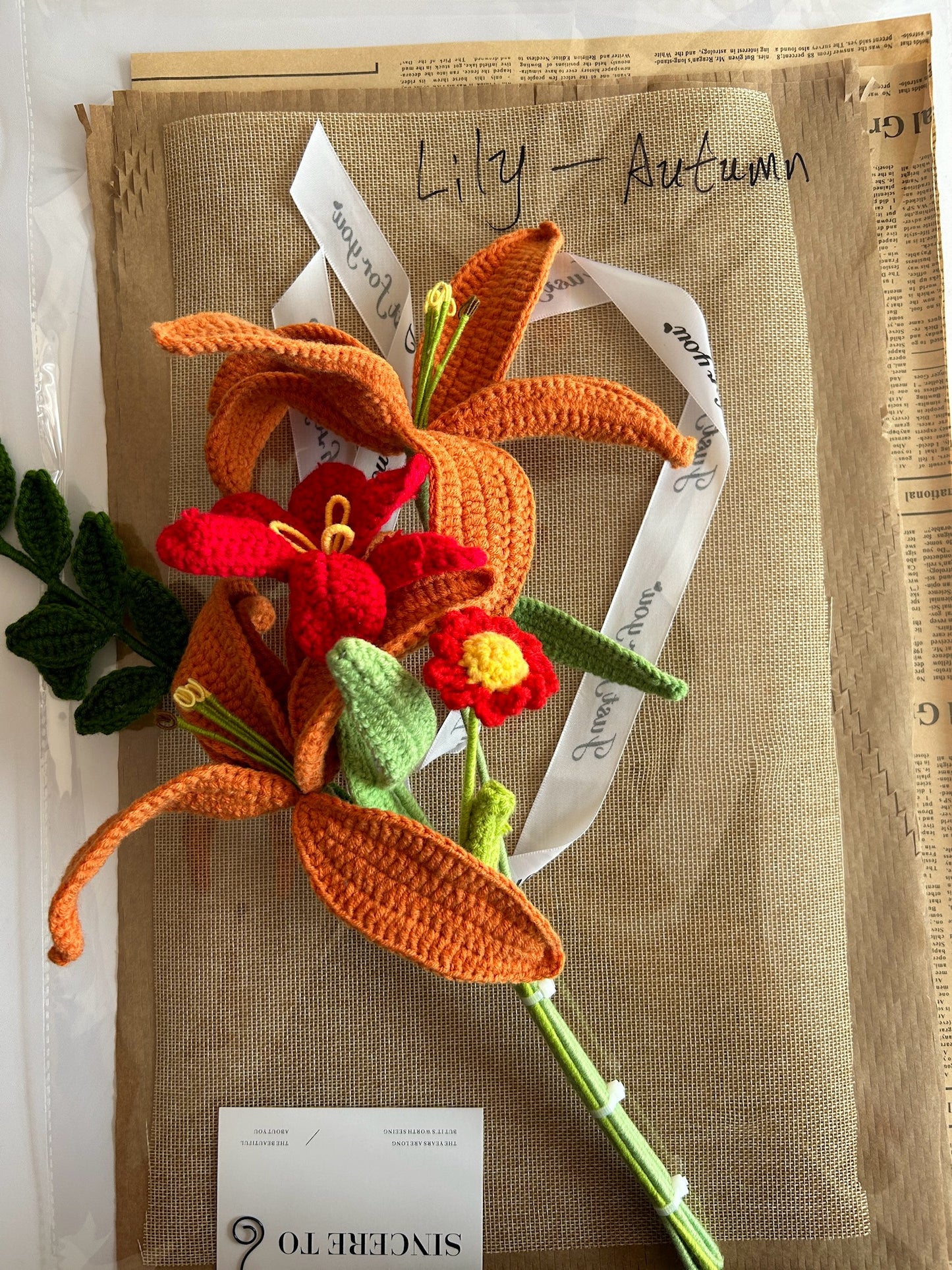 Crocheted Autumn Lily Flower Bouquet - DIY