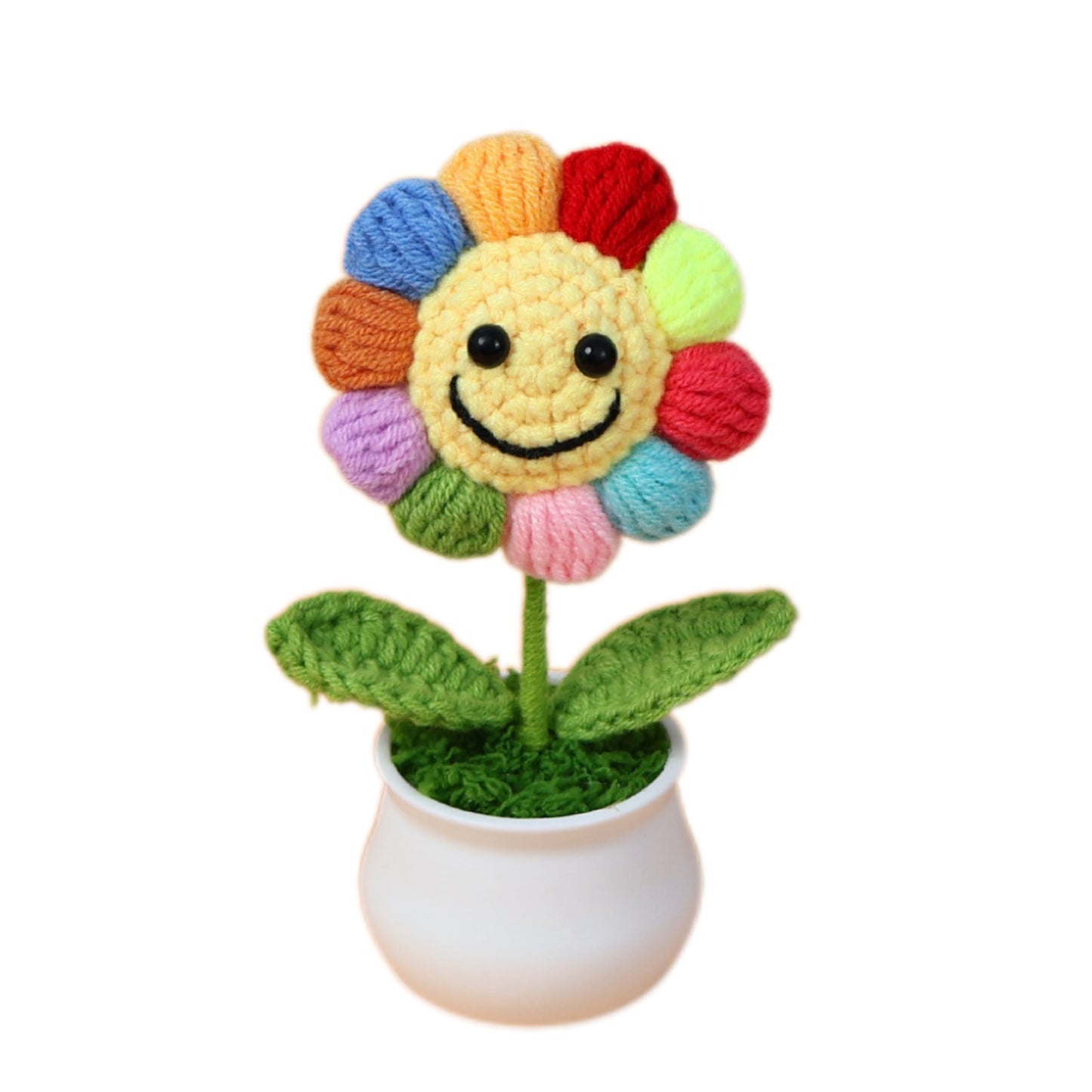 Handmade Crocheted wool sunflower potted plant