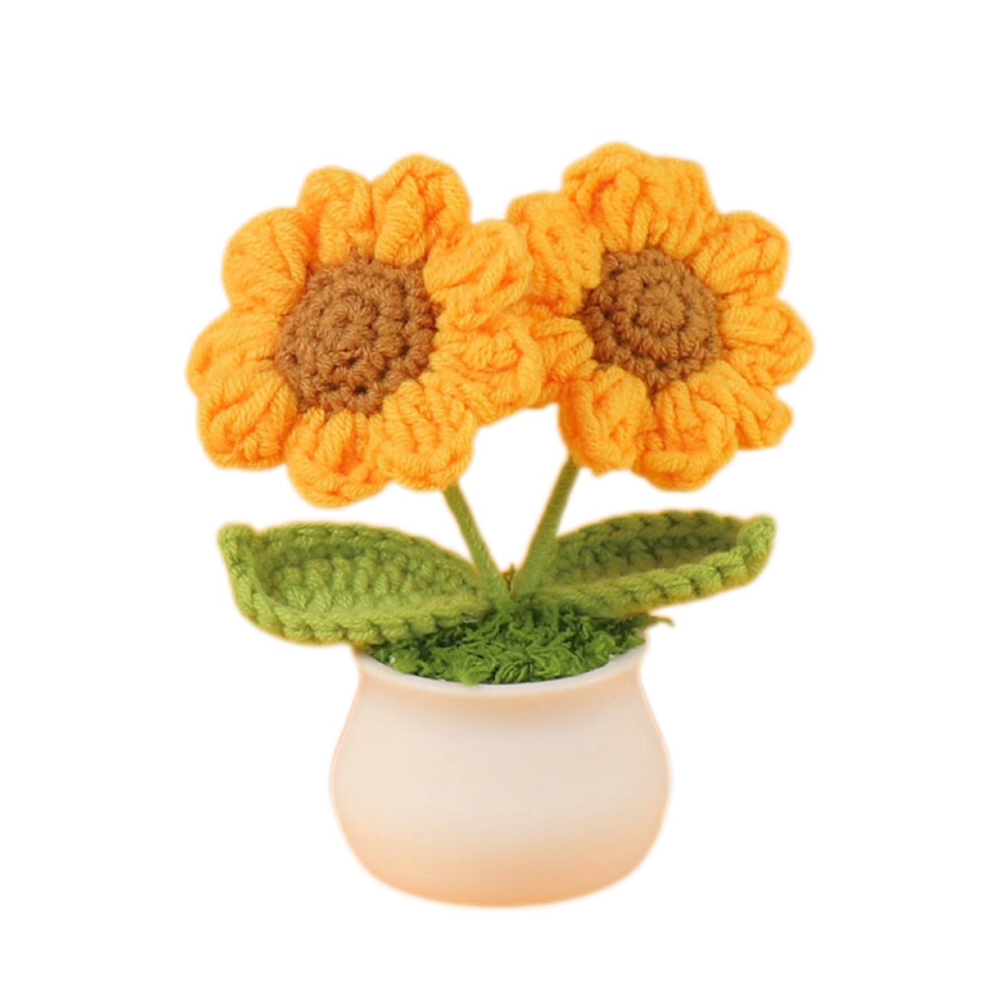 Handmade Crocheted wool sunflower potted plant