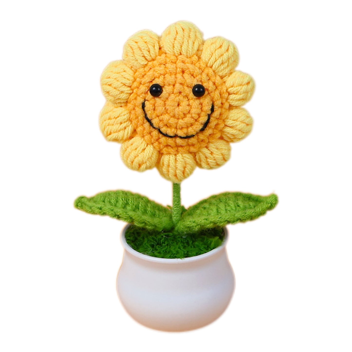 Handmade Crocheted wool sunflower potted plant