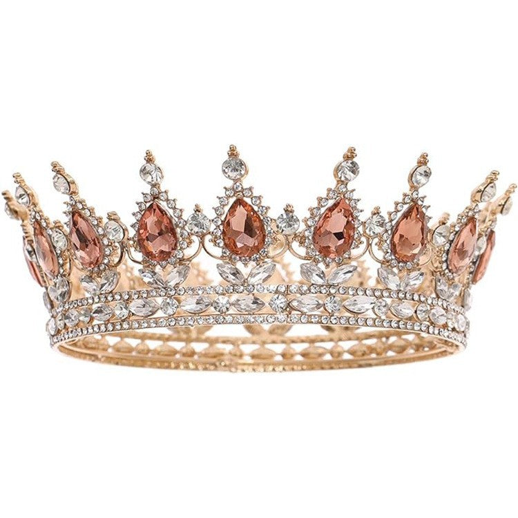 Crown bride headdress dress wedding princess luxury shiny full round crown