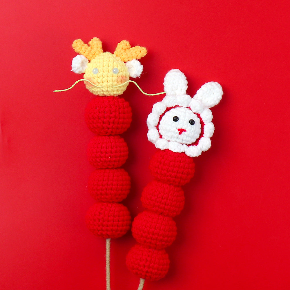 Crocheted sugar ball rabbit flower branch