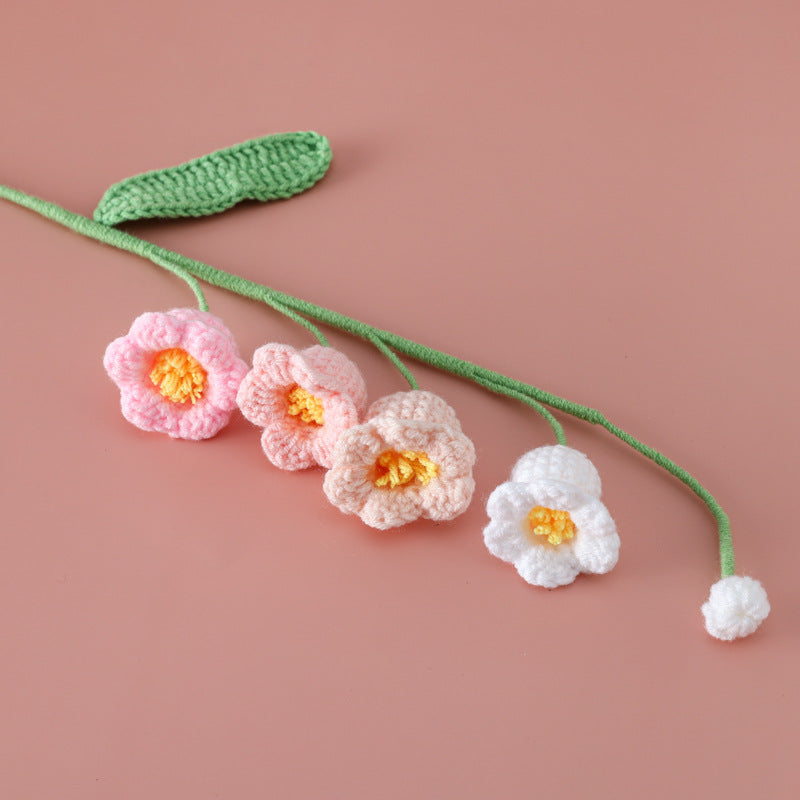 Crocheted gradient color lily of the valley flowers and bell flower branches