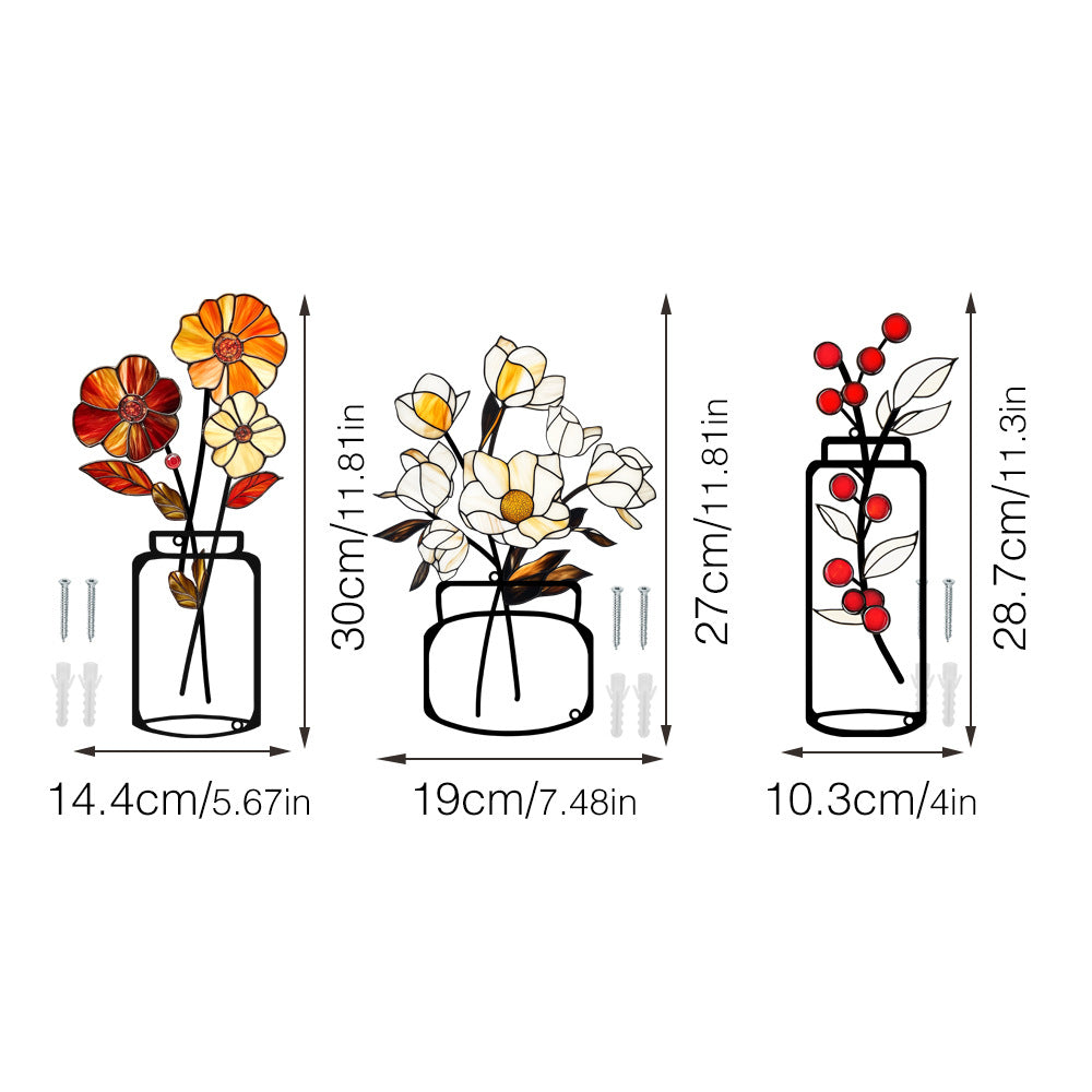 Metal vase flower crafts wall decoration painting wall sticker home decorations