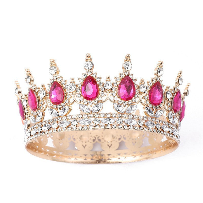 Crown bride headdress dress wedding princess luxury shiny full round crown