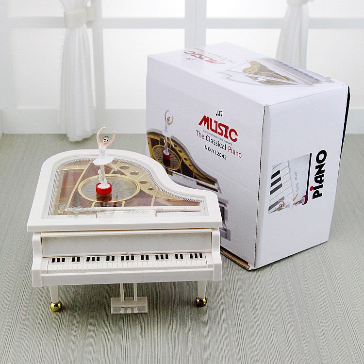 Creative piano music box ornaments rotating dancing little girl music box