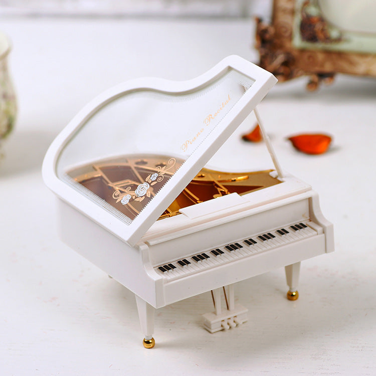 Creative piano music box ornaments rotating dancing little girl music box