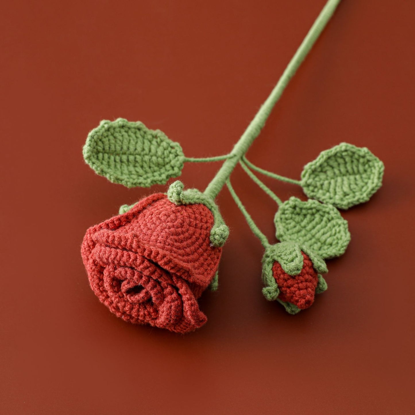 Crocheted Bud Wine Glass Rose