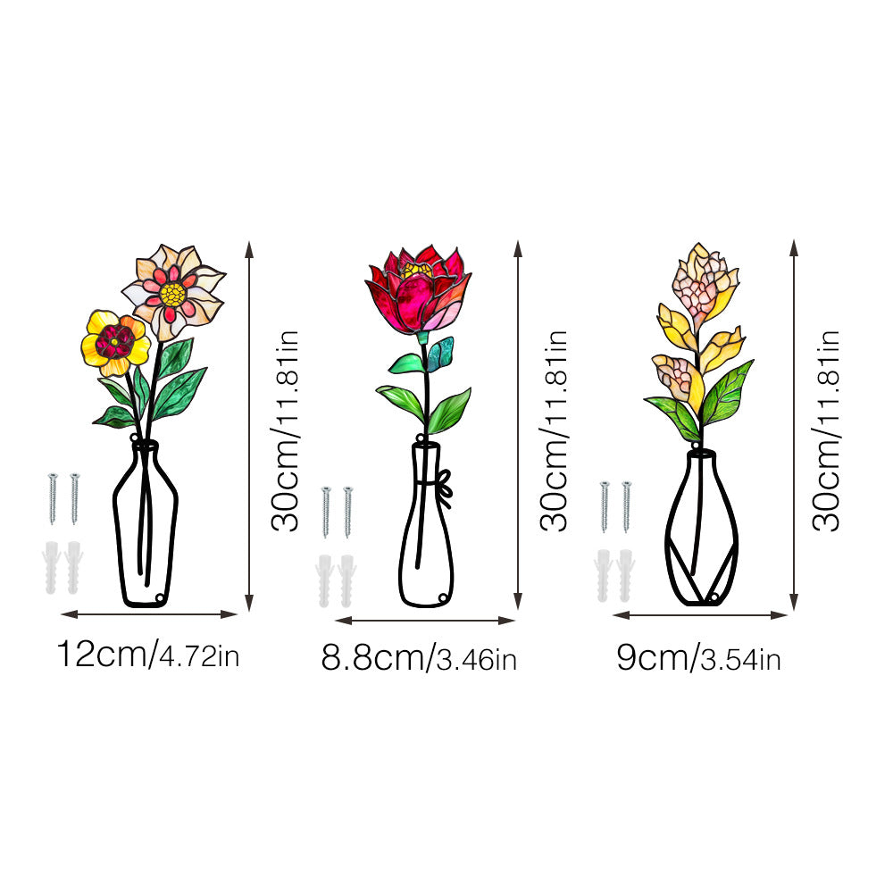 Metal vase flower crafts wall decoration painting wall sticker home decorations