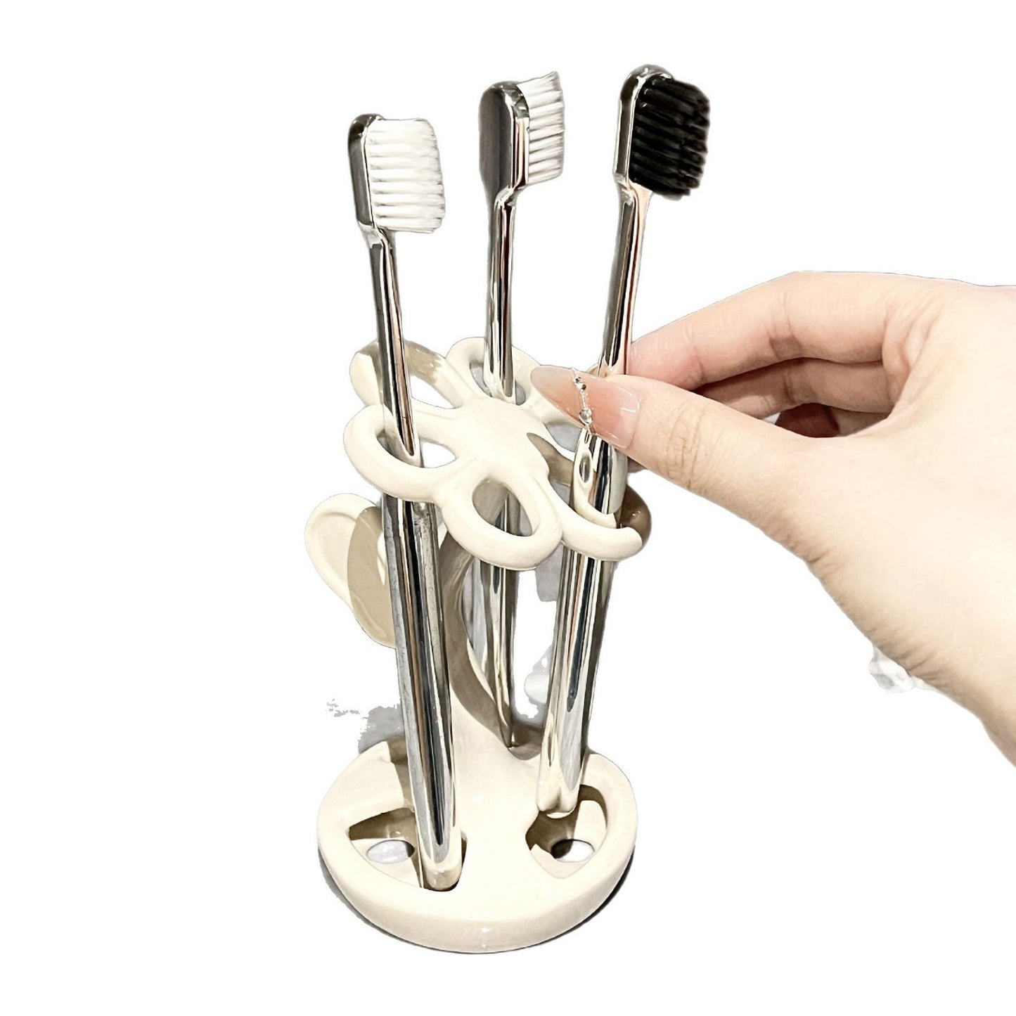 Creative flower toothbrush holder ceramic toothbrush base makeup brush storage toothbrush holder