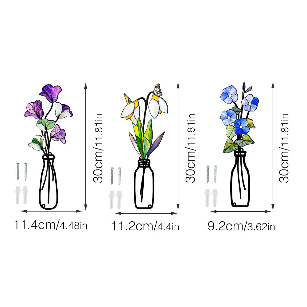 Metal vase flower crafts wall decoration painting wall sticker home decorations