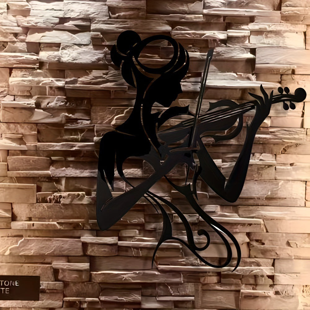 Violin iron art female lines hanging decoration wall decoration silhouette pendant art metal crafts