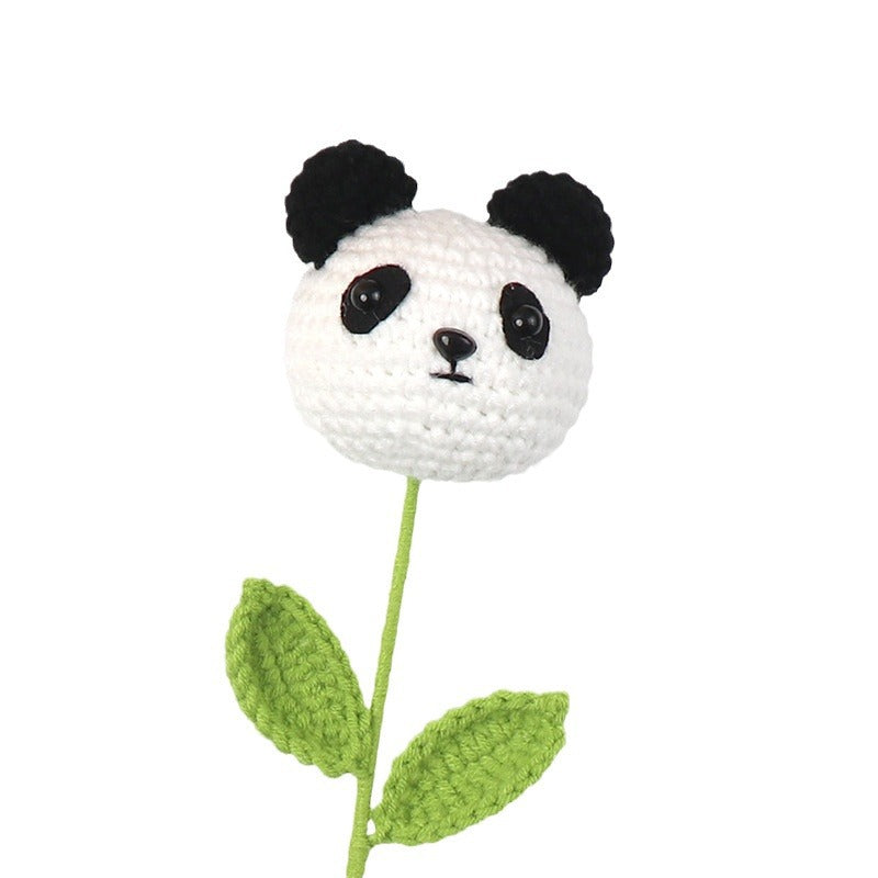 Crocheted Panda bouquet cartoon doll