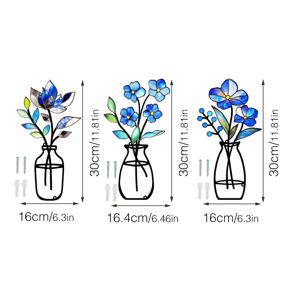 Metal vase flower crafts wall decoration painting wall sticker home decorations
