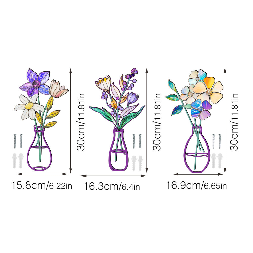 Metal vase flower crafts wall decoration painting wall sticker home decorations