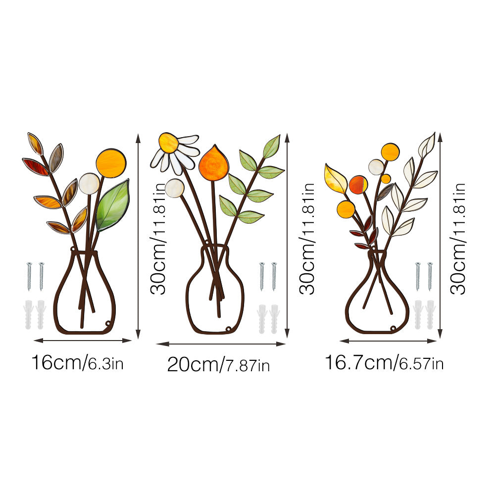 Metal vase flower crafts wall decoration painting wall sticker home decorations