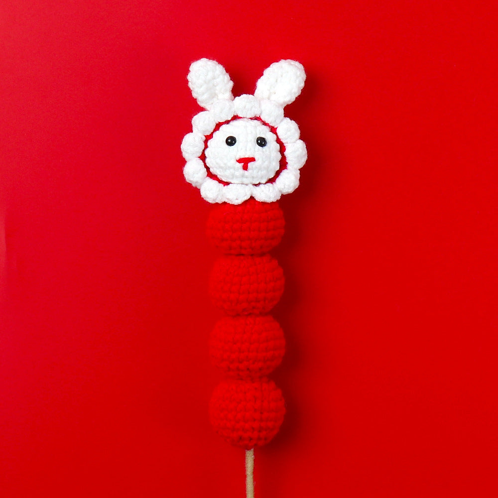 Crocheted sugar ball rabbit flower branch