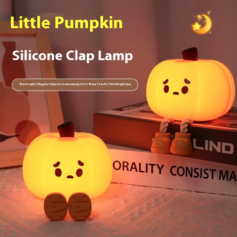 Pumpkin silicone night light bedroom sleep light bedside pat light