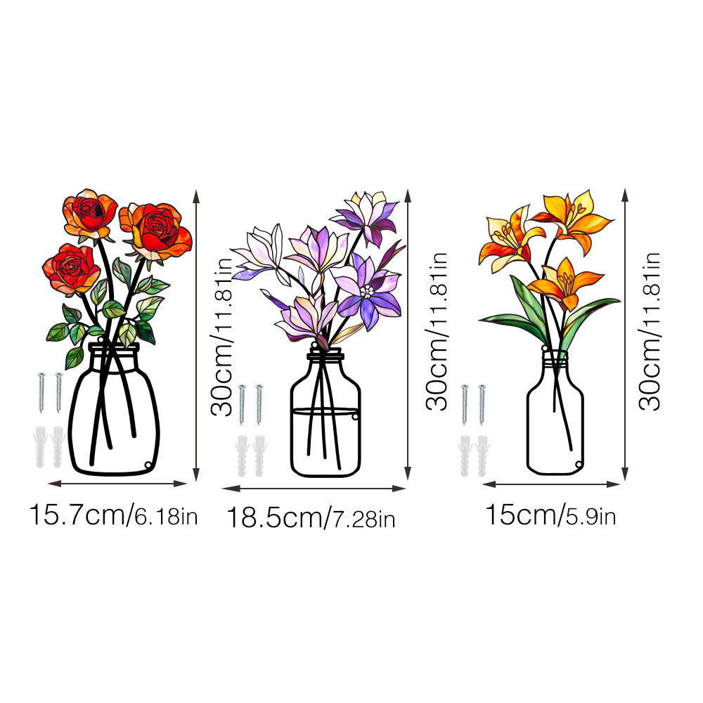 Metal vase flower crafts wall decoration painting wall sticker home decorations