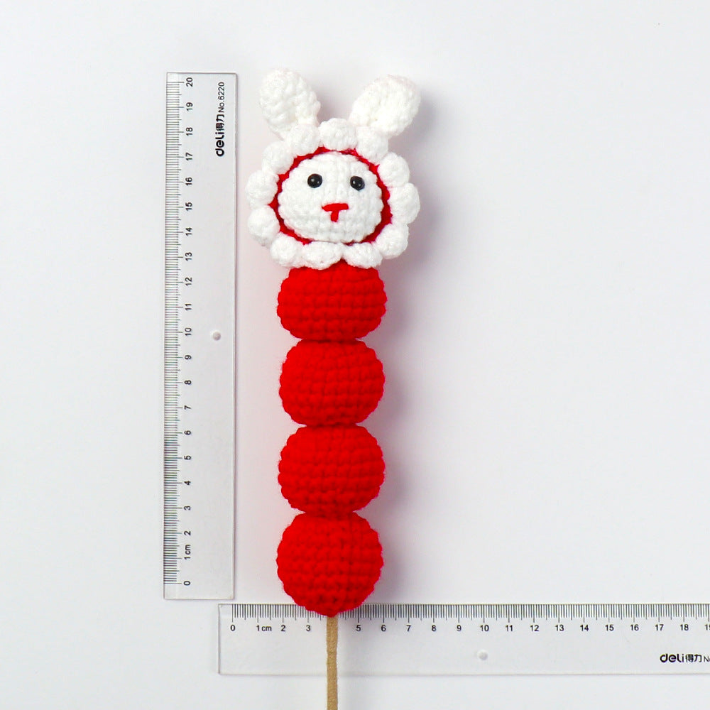 Crocheted sugar ball rabbit flower branch
