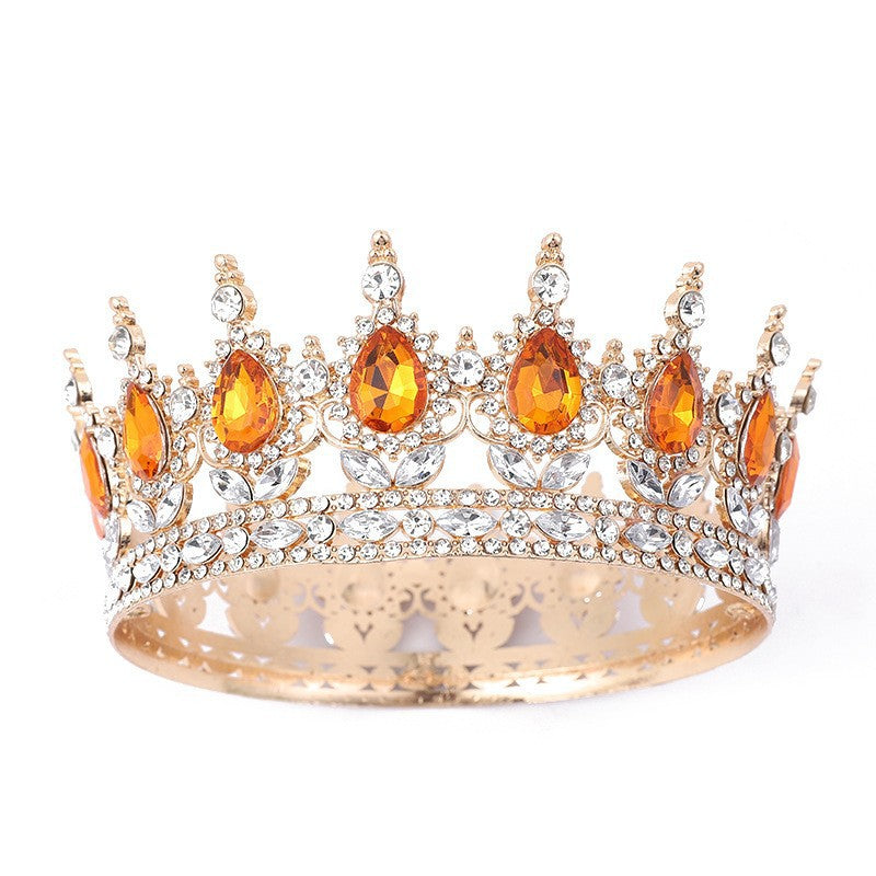 Crown bride headdress dress wedding princess luxury shiny full round crown