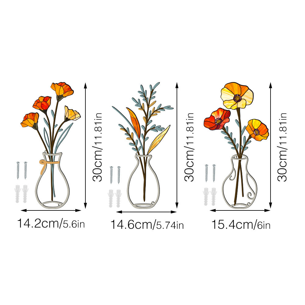Metal vase flower crafts wall decoration painting wall sticker home decorations