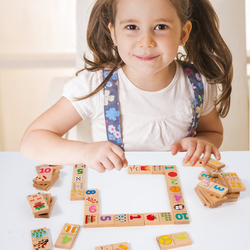 Children's digital enlightenment teaching cognitive number and quantity matching toys clues intelligence puzzle domino 3-6 years old