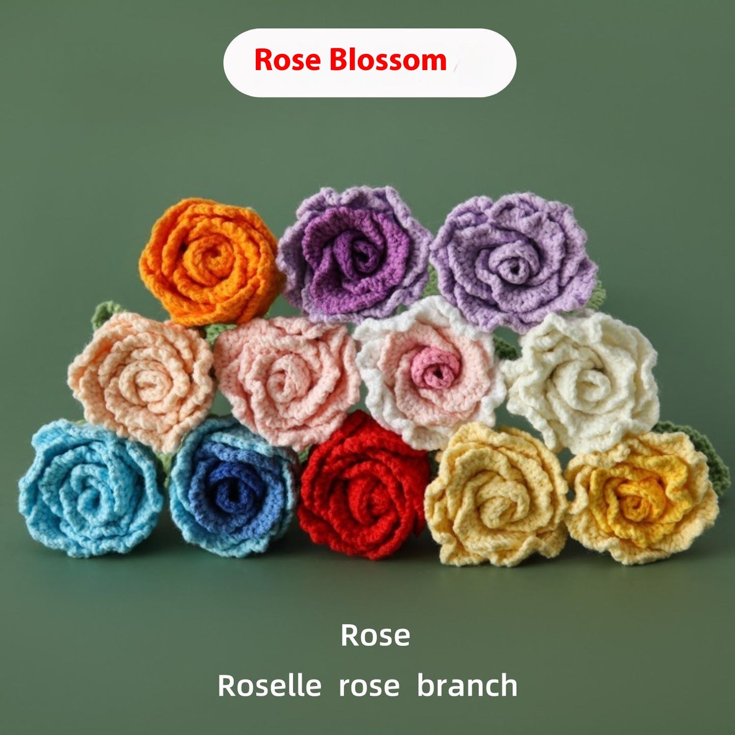 Crocheted Roselle rose branches