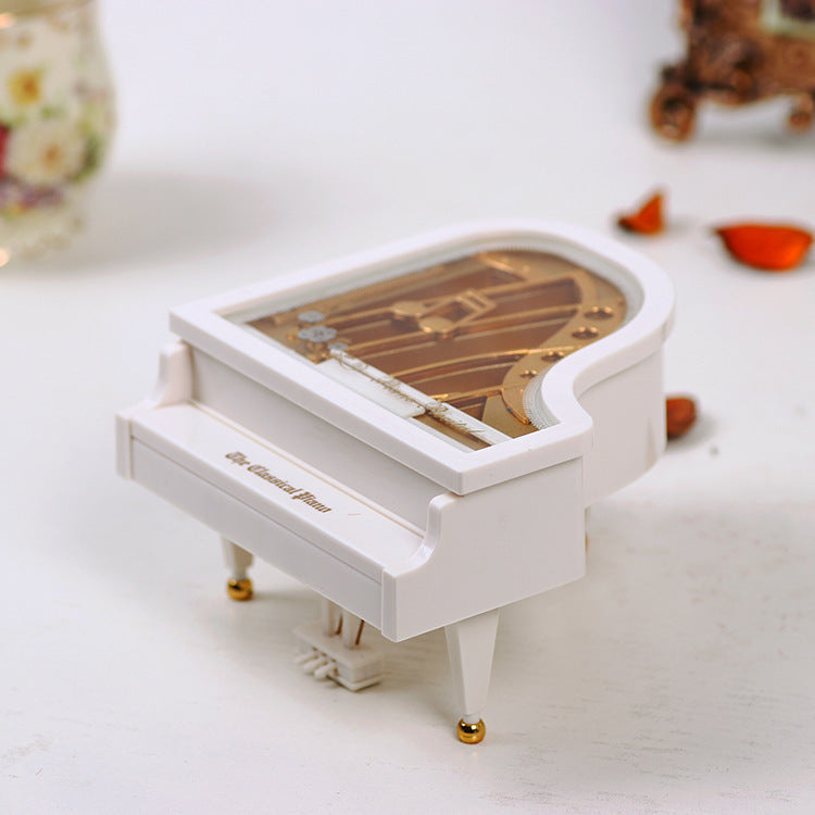 Creative piano music box ornaments rotating dancing little girl music box