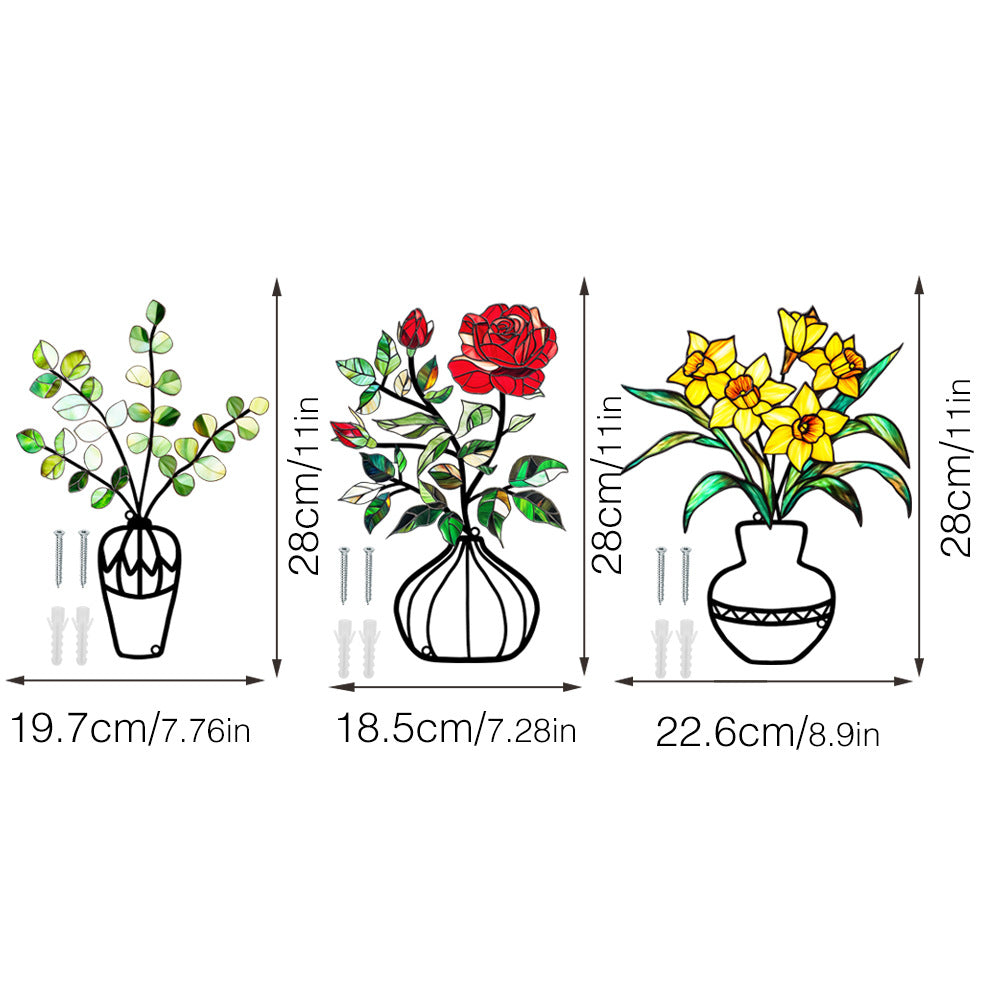 Metal vase flower crafts wall decoration painting wall sticker home decorations