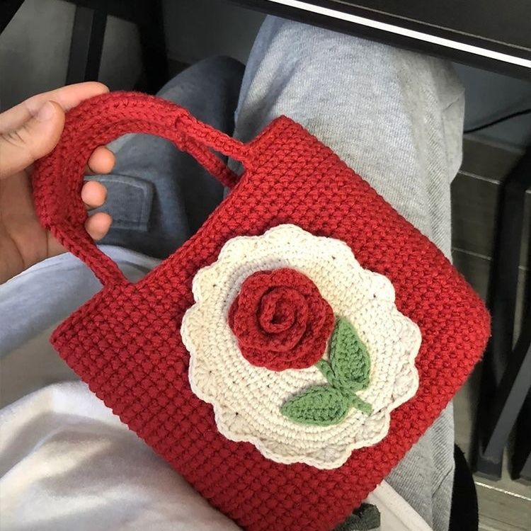 Vintage rose woven bag