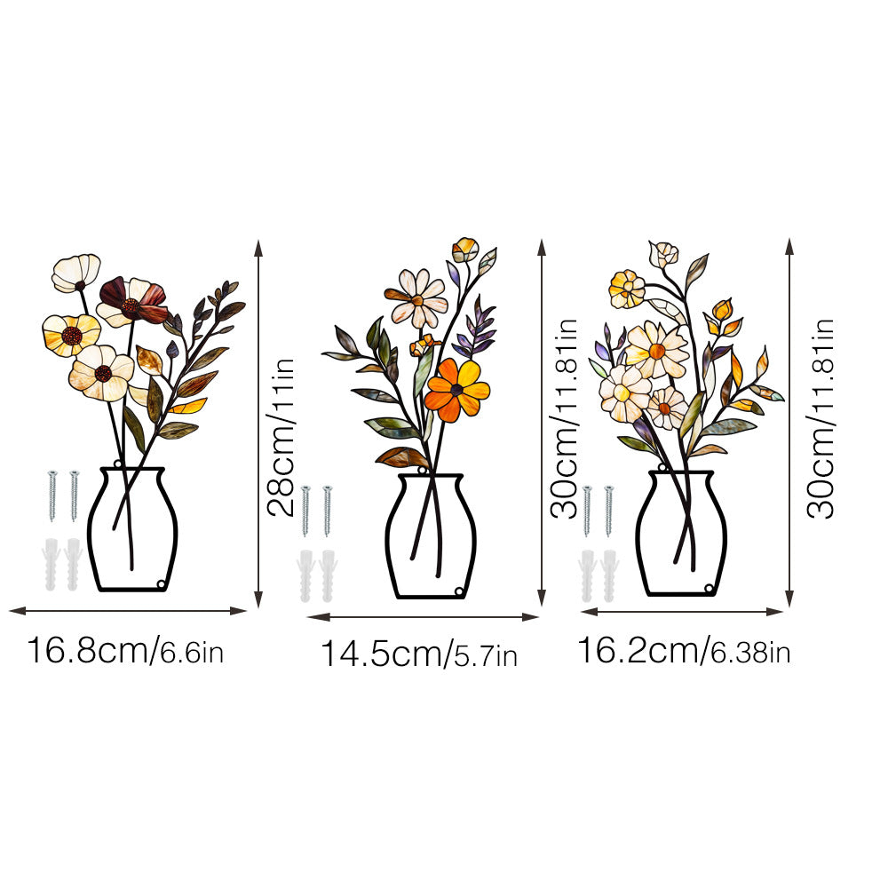 Metal vase flower crafts wall decoration painting wall sticker home decorations