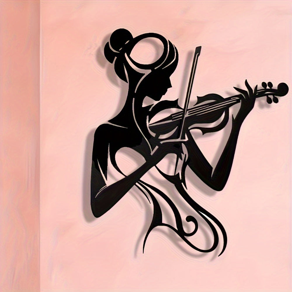Violin iron art female lines hanging decoration wall decoration silhouette pendant art metal crafts