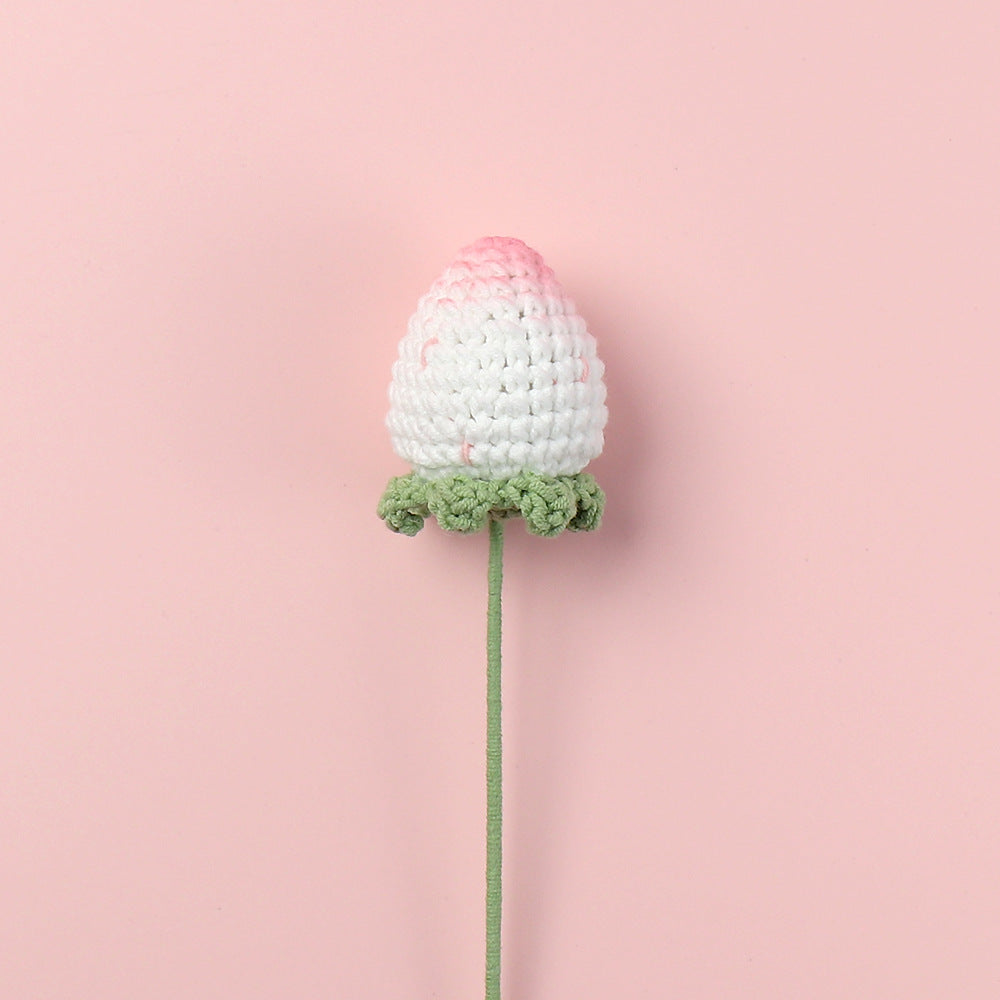 Hand crocheted red strawberry flower branches