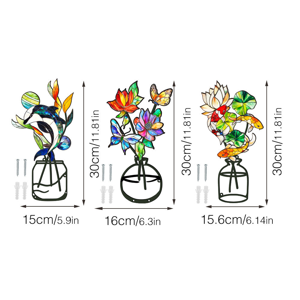 Metal vase flower crafts wall decoration painting wall sticker home decorations