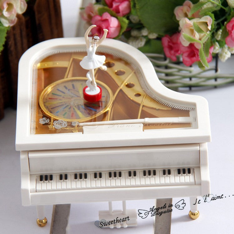 Creative piano music box ornaments rotating dancing little girl music box