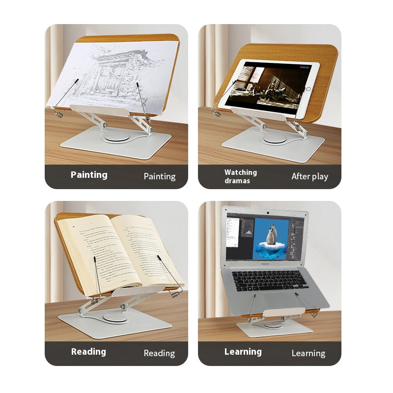 Rotating bookshelf reading bookshelf desktop bed lifting notebook tablet acrylic reading book shelf
