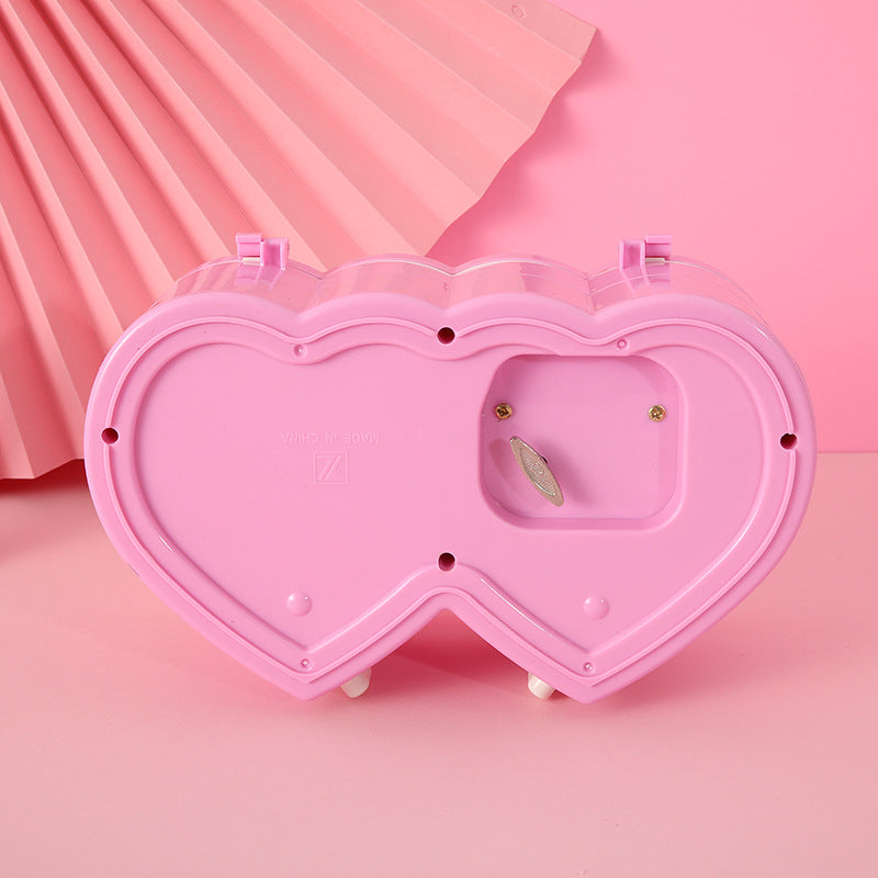 Double Heart Dancing Girl Music Box Jewelry Box