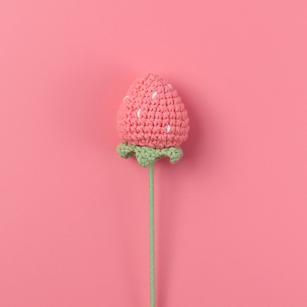 Hand crocheted red strawberry flower branches