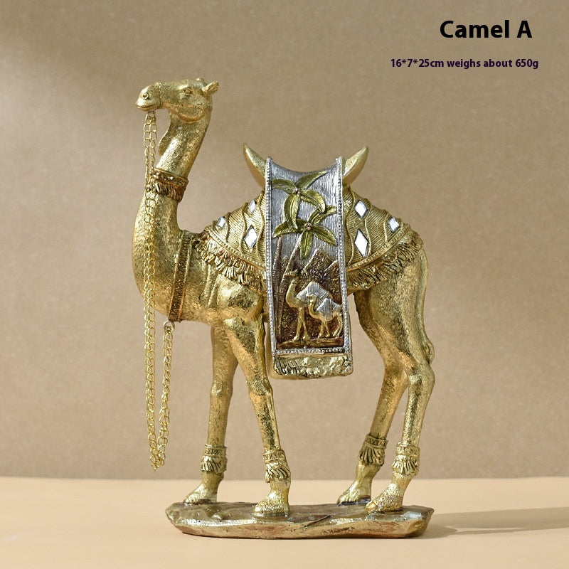Classical style luxury art camel ornaments new home living room entrance TV cabinet