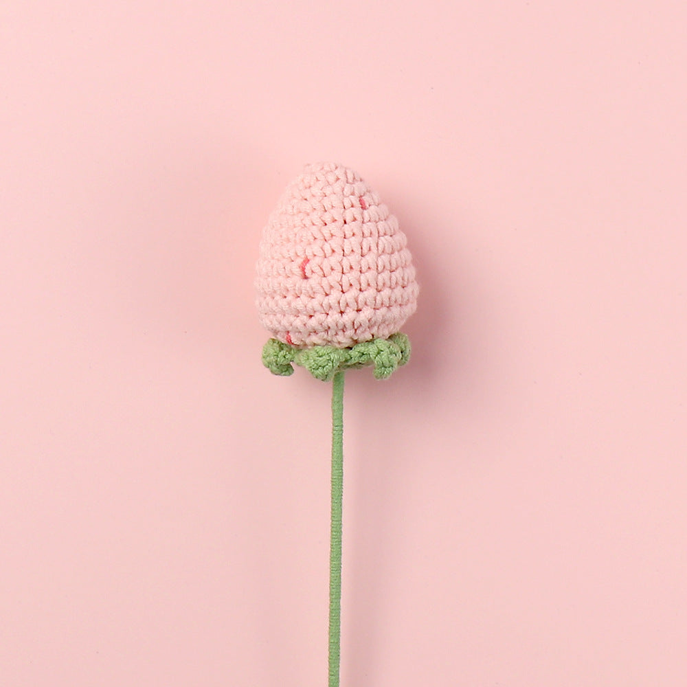 Hand crocheted red strawberry flower branches