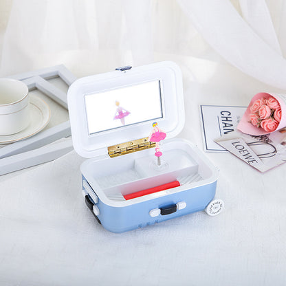 Creative cute rotating girl trolley suitcase music box