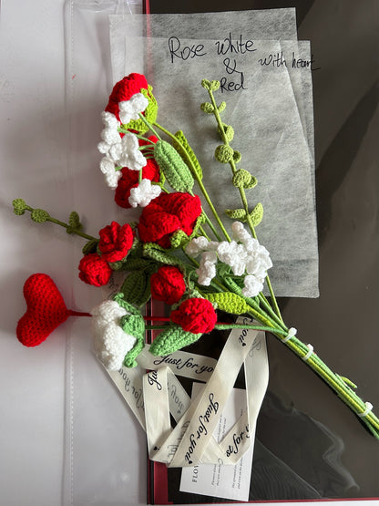 Crocheted Red Rose Flower Bouquet - DIY