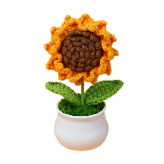 Handmade Crocheted wool sunflower potted plant