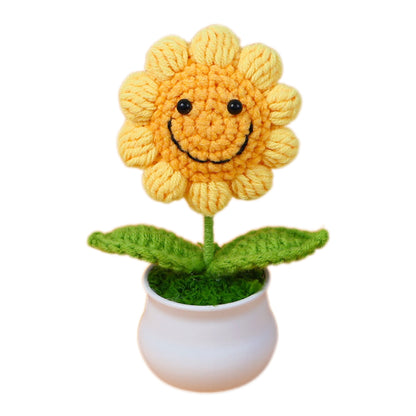 Handmade Crocheted wool sunflower potted plant