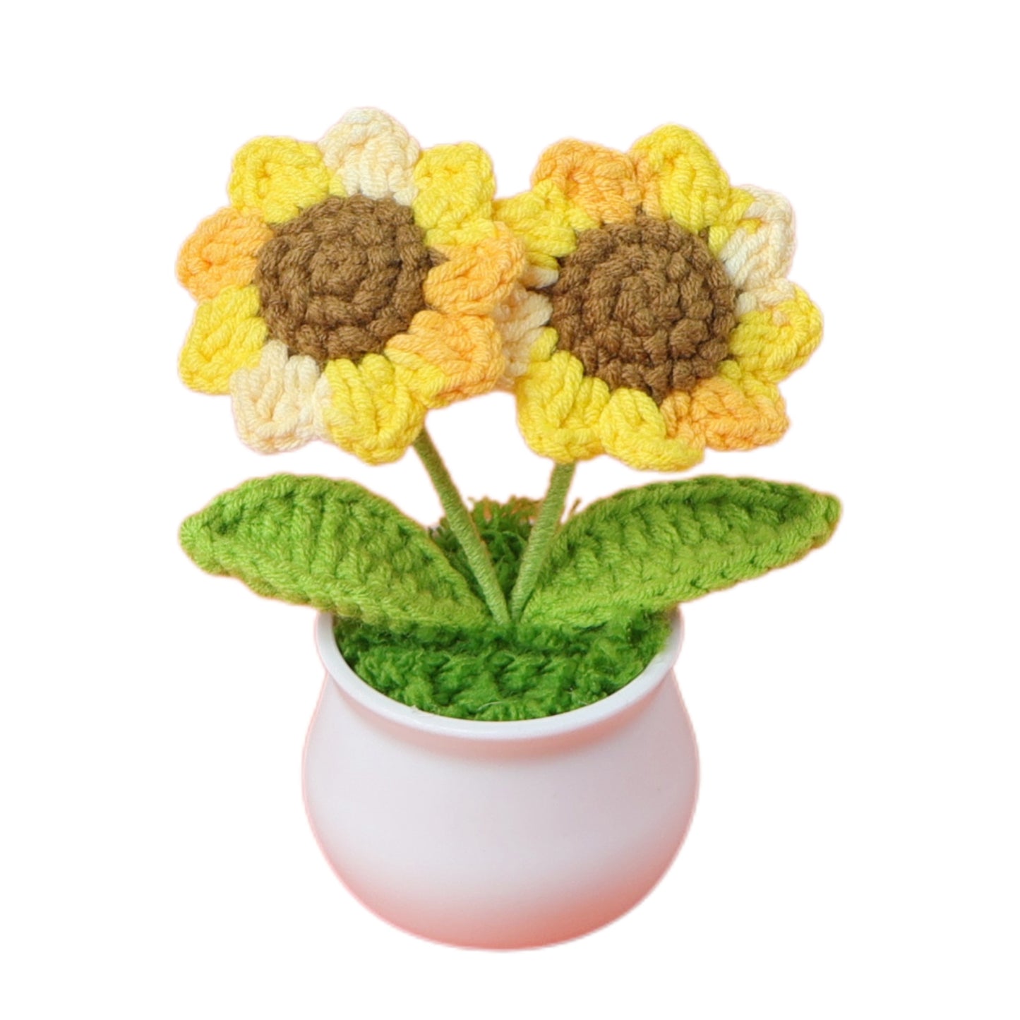 Handmade Crocheted wool sunflower potted plant