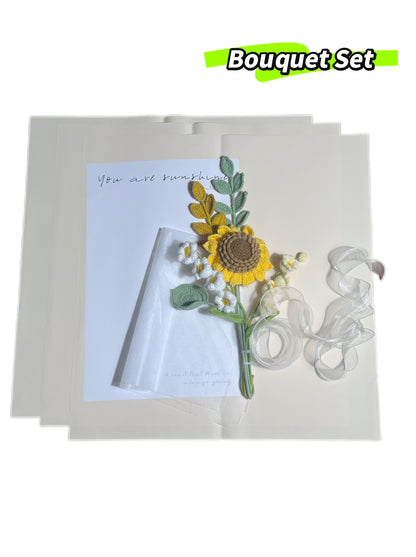 Crocheted Yellow Single Sunflower with May Bell Flowers - DIY