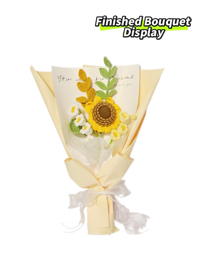 Crocheted Yellow Single Sunflower with May Bell Flowers - DIY