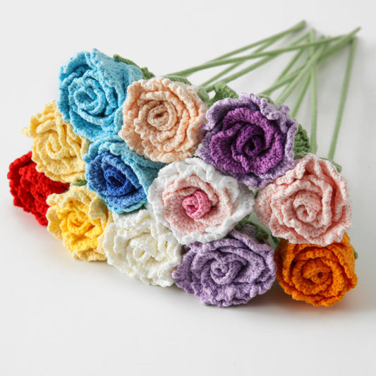 Crocheted Roselle rose branches