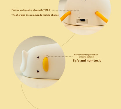 Lying duck night light bedroom charging children's sleep companion gift bedside lamp creative silicon Film pat lights